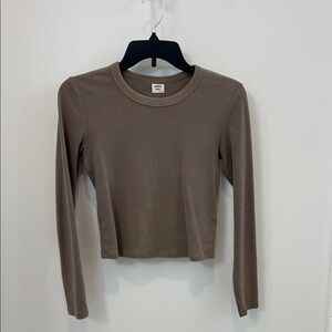 Aritzia Brown Long Sleeve Crop Top